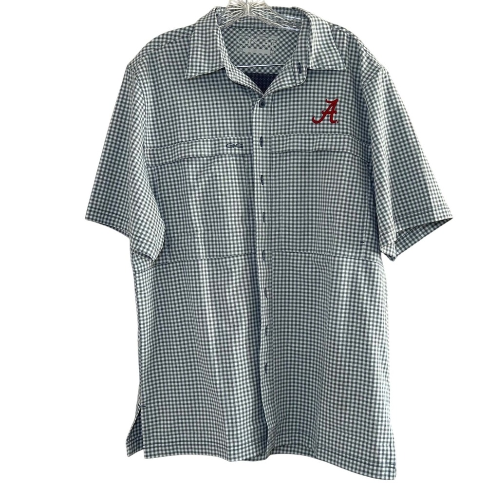 GameGuard Alabama Crimson Tide Embroidered Gingham Short Sleeve Button Up Shirt
